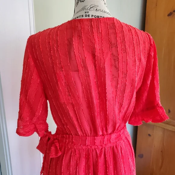 Hello Molly Waiting To Find You Red Mini Wrap Dress NWT - Picture 5 of 10